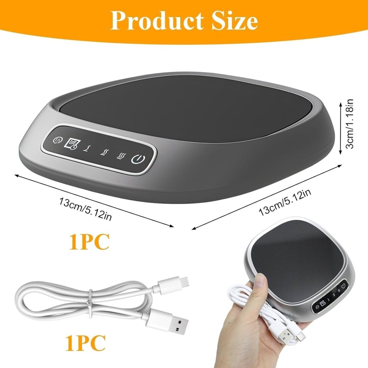 USB Coffee Mug Warmer 3 Temp 8H Auto Shut Off Desk - Kwikley