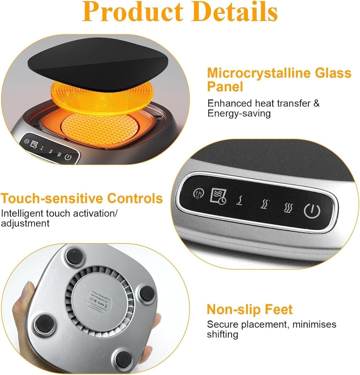 USB Coffee Mug Warmer 3 Temp 8H Auto Shut Off Desk - Kwikley