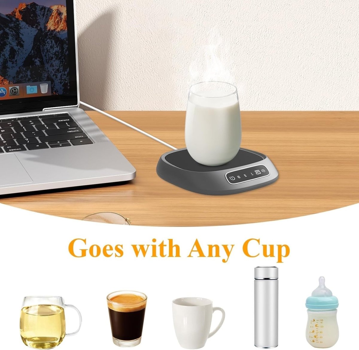 USB Coffee Mug Warmer 3 Temp 8H Auto Shut Off Desk - Kwikley