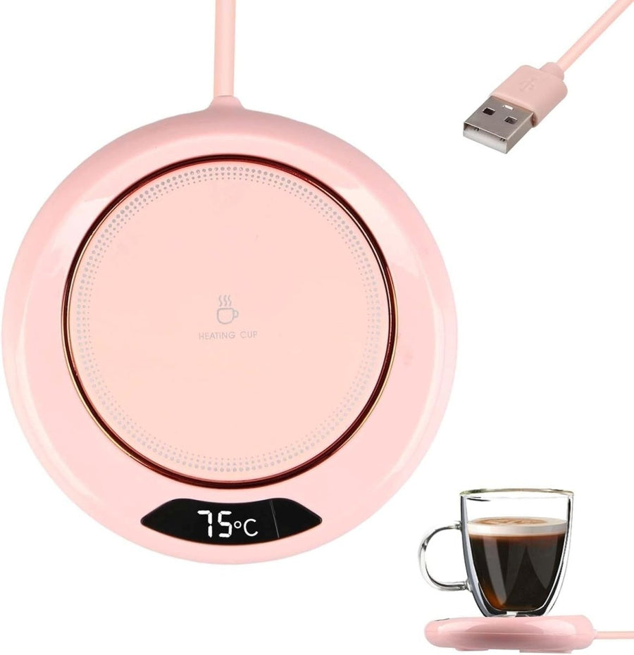 USB Coffee Mug Warmer 3 Temp LED Display Smart Touch Pink - Kwikley