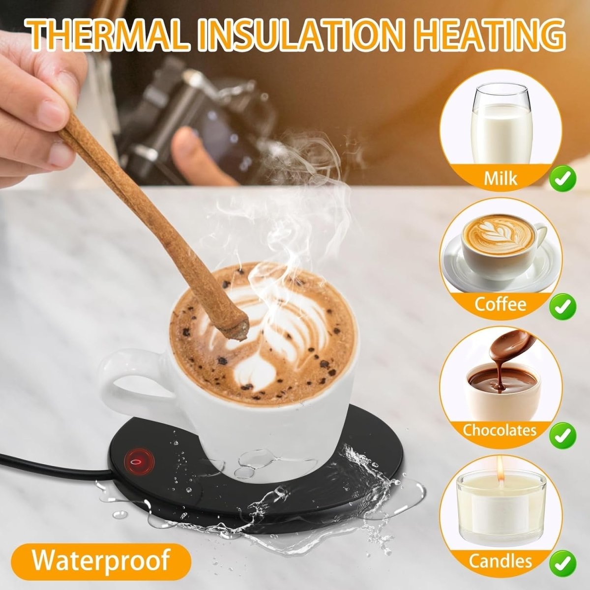 USB Coffee Mug Warmer Black Electric Heat Plate Desk Cup Heater - Kwikley