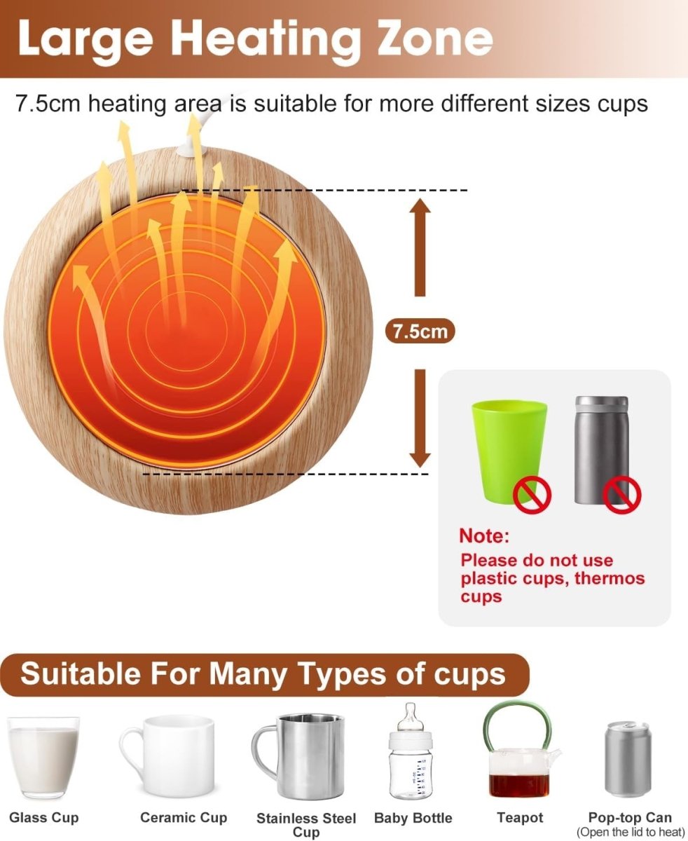 USB Coffee Mug Warmer Desk Cup Heater 7.5cm Keep Warm Plate 5V - Kwikley