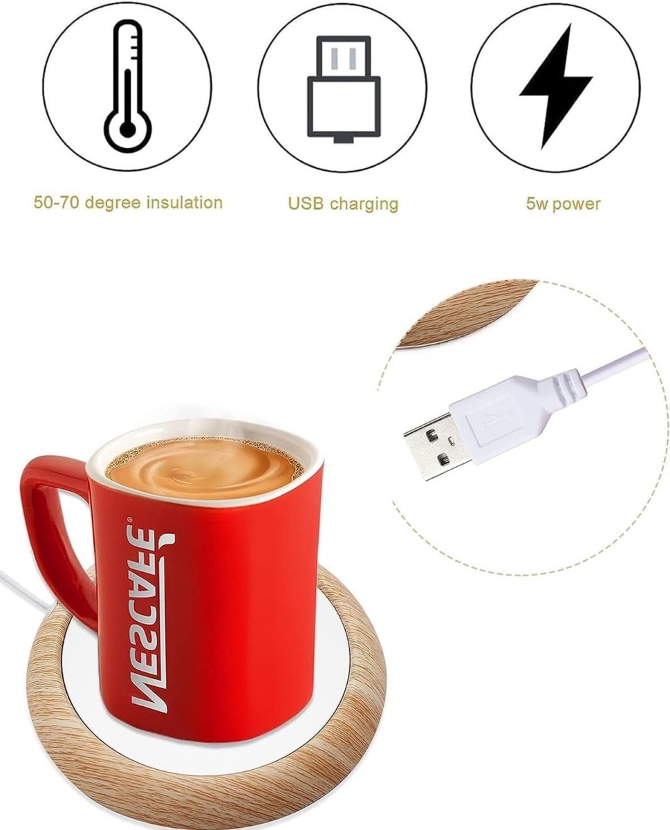 USB Coffee Mug Warmer Desk Cup Heater 7.5cm Keep Warm Plate 5V - Kwikley