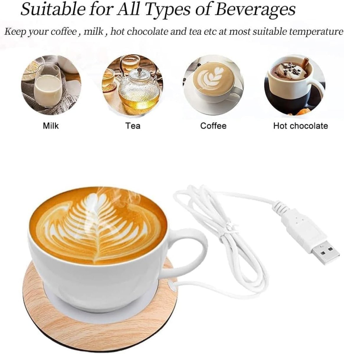 USB Coffee Mug Warmer Desk Cup Heater 7.5cm Keep Warm Plate 5V - Kwikley