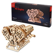 V8 Engine 3D Wooden Puzzle Mechanical Model Kit DIY Engineering Build - Kwikley