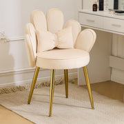 Velvet Accent Armchair Petal Back Vanity Chair Gold Legs Beige - Kwikley
