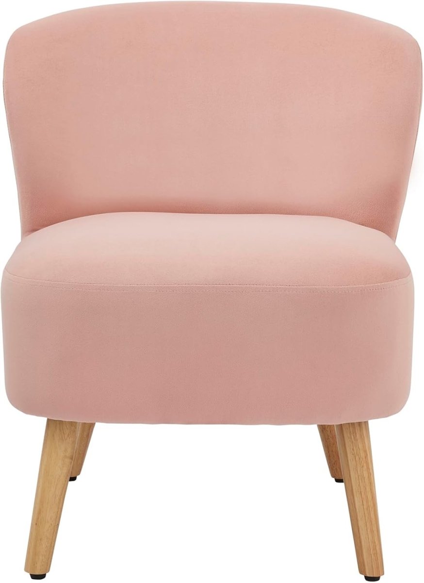 Velvet Accent Chair Blush Pink Lounge Armchair Bedroom Living Room - Kwikley