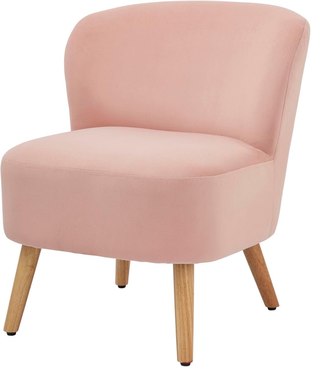 Velvet Accent Chair Blush Pink Lounge Armchair Bedroom Living Room - Kwikley