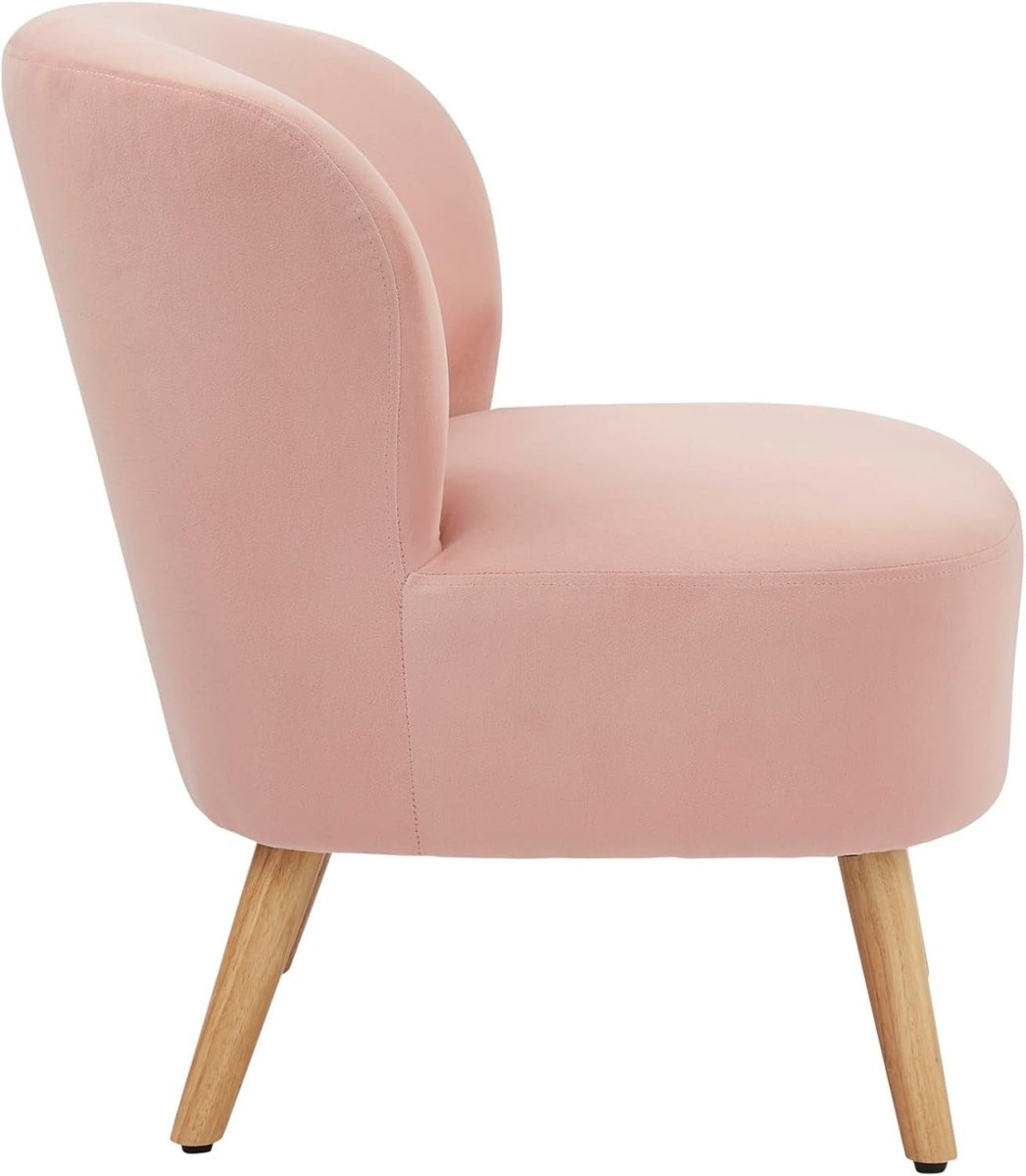 Velvet Accent Chair Blush Pink Lounge Armchair Bedroom Living Room - Kwikley