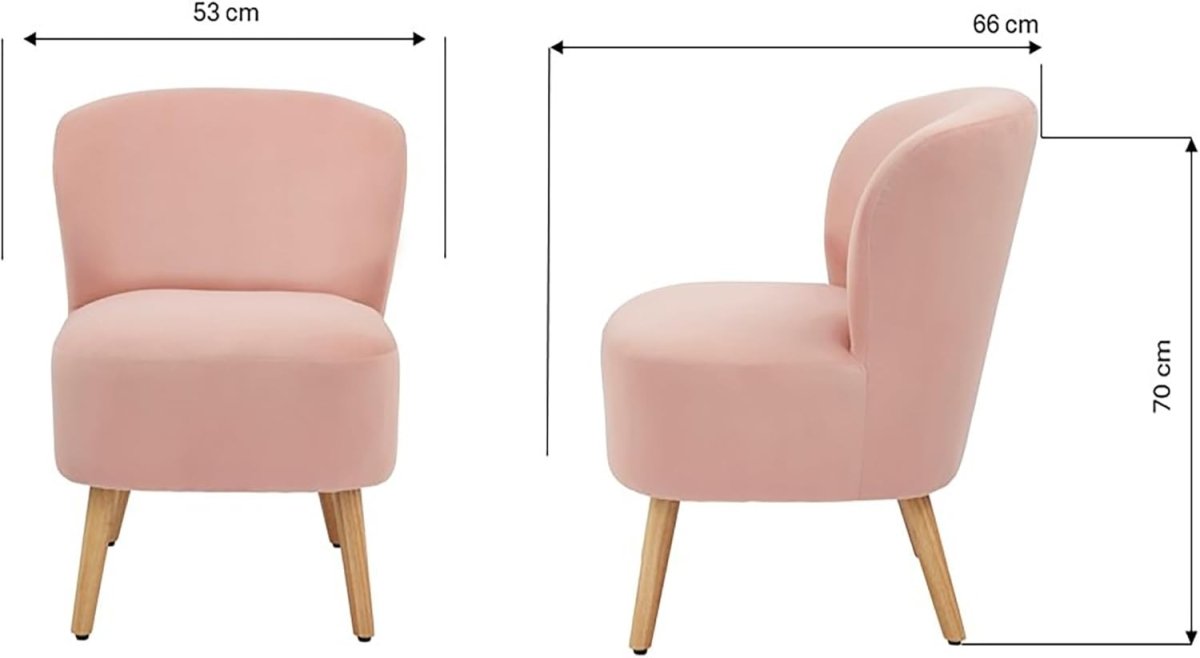 Velvet Accent Chair Blush Pink Lounge Armchair Bedroom Living Room - Kwikley
