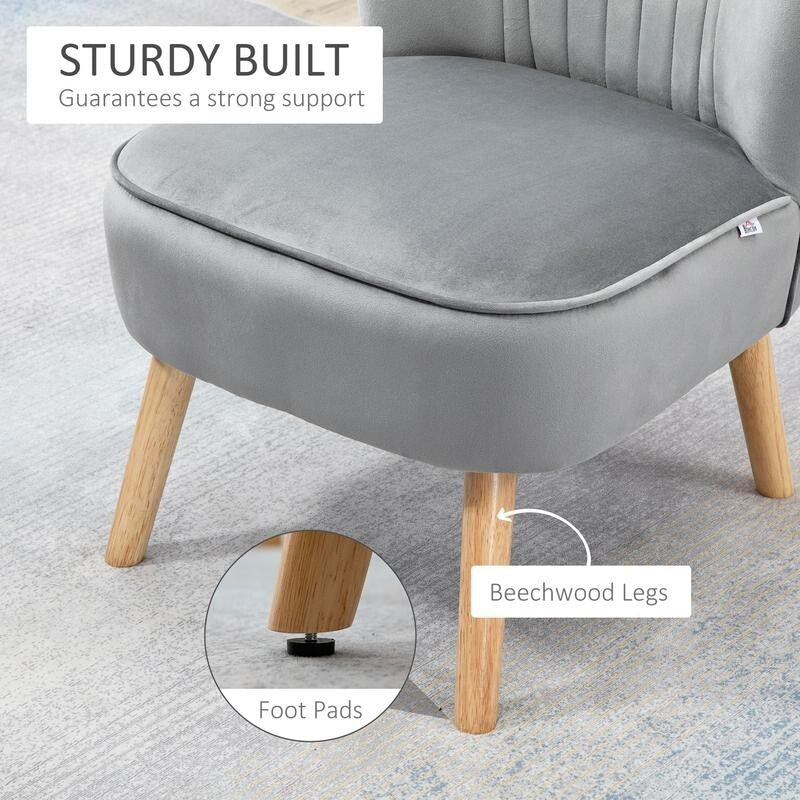 Velvet Accent Chair Gold Legs Modern Armchair for Bedroom Living Room Office - Kwikley