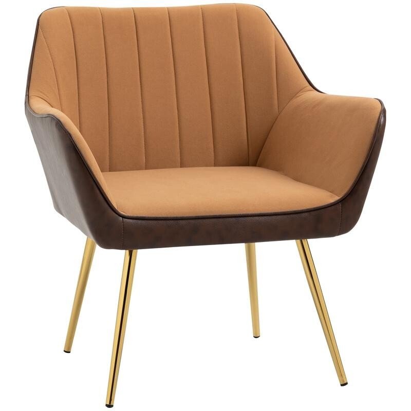 Velvet Accent Chair Gold Legs Modern Armchair for Bedroom Living Room Office - Kwikley