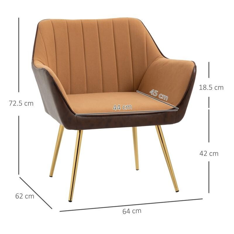 Velvet Accent Chair Gold Legs Modern Armchair for Bedroom Living Room Office - Kwikley