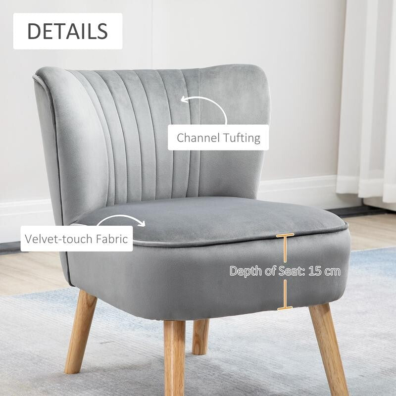 Velvet Accent Chair Gold Legs Modern Armchair for Bedroom Living Room Office - Kwikley