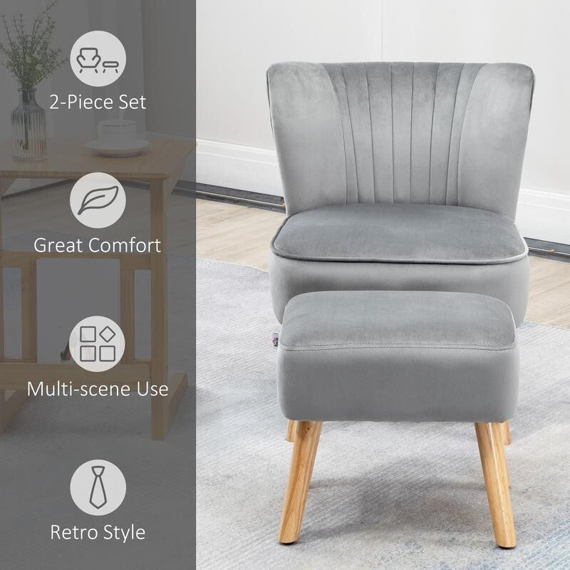Velvet Accent Chair Gold Legs Modern Armchair for Bedroom Living Room Office - Kwikley