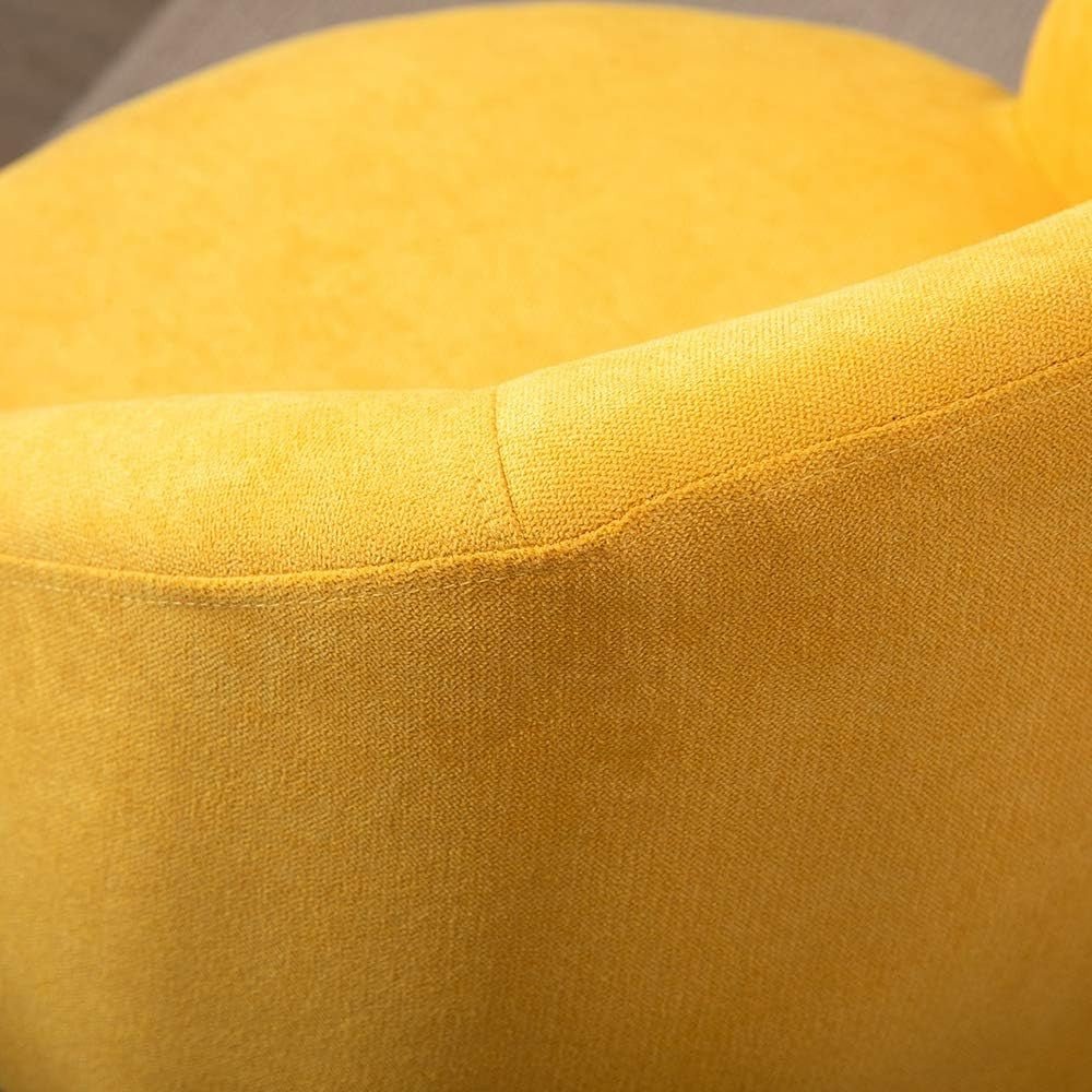 Velvet Accent Chairs Set of 2 Yellow Tub Armchairs Wood Legs - Kwikley