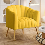 Velvet Barrel Accent Chair Oversized Pumpkin Armchair Gold Legs - Kwikley