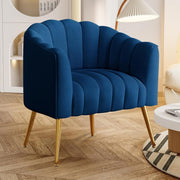 Velvet Barrel Accent Chair Oversized Pumpkin Armchair Legs - Kwikley