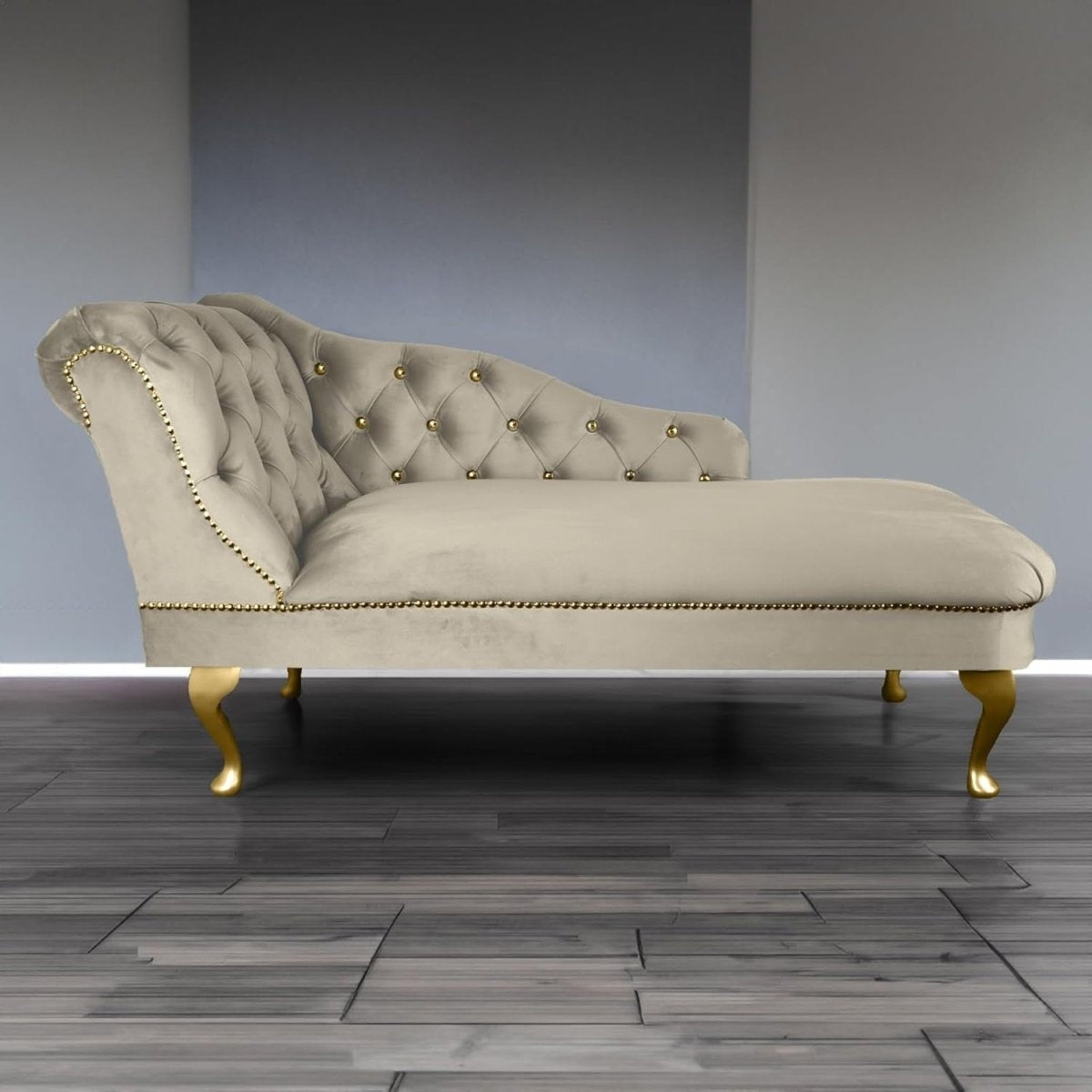 Velvet Chaise Lounge Sofa Tufted Accent Chair Left Hand Cedar 133cm - Kwikley