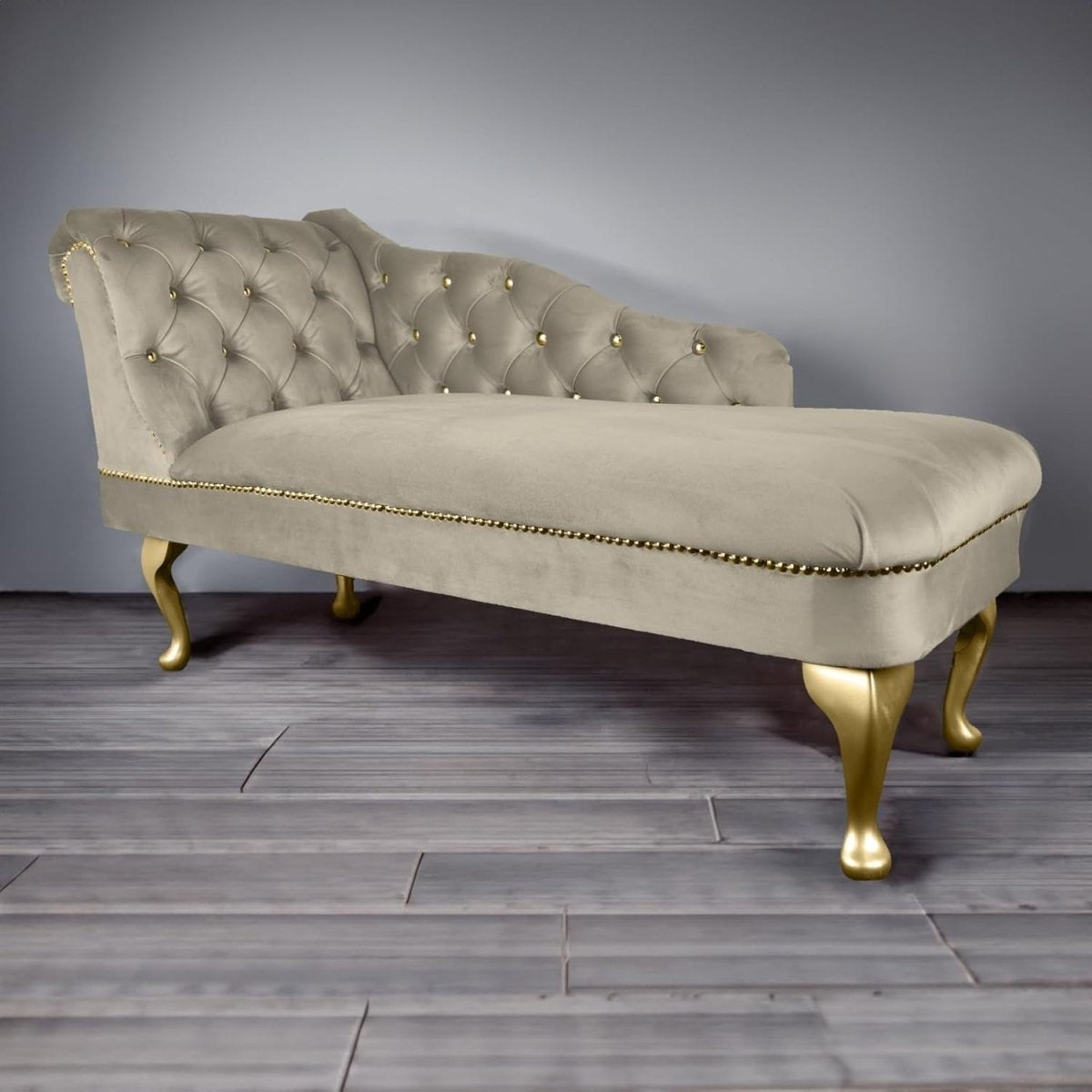 Velvet Chaise Lounge Sofa Tufted Accent Chair Left Hand Cedar 133cm - Kwikley