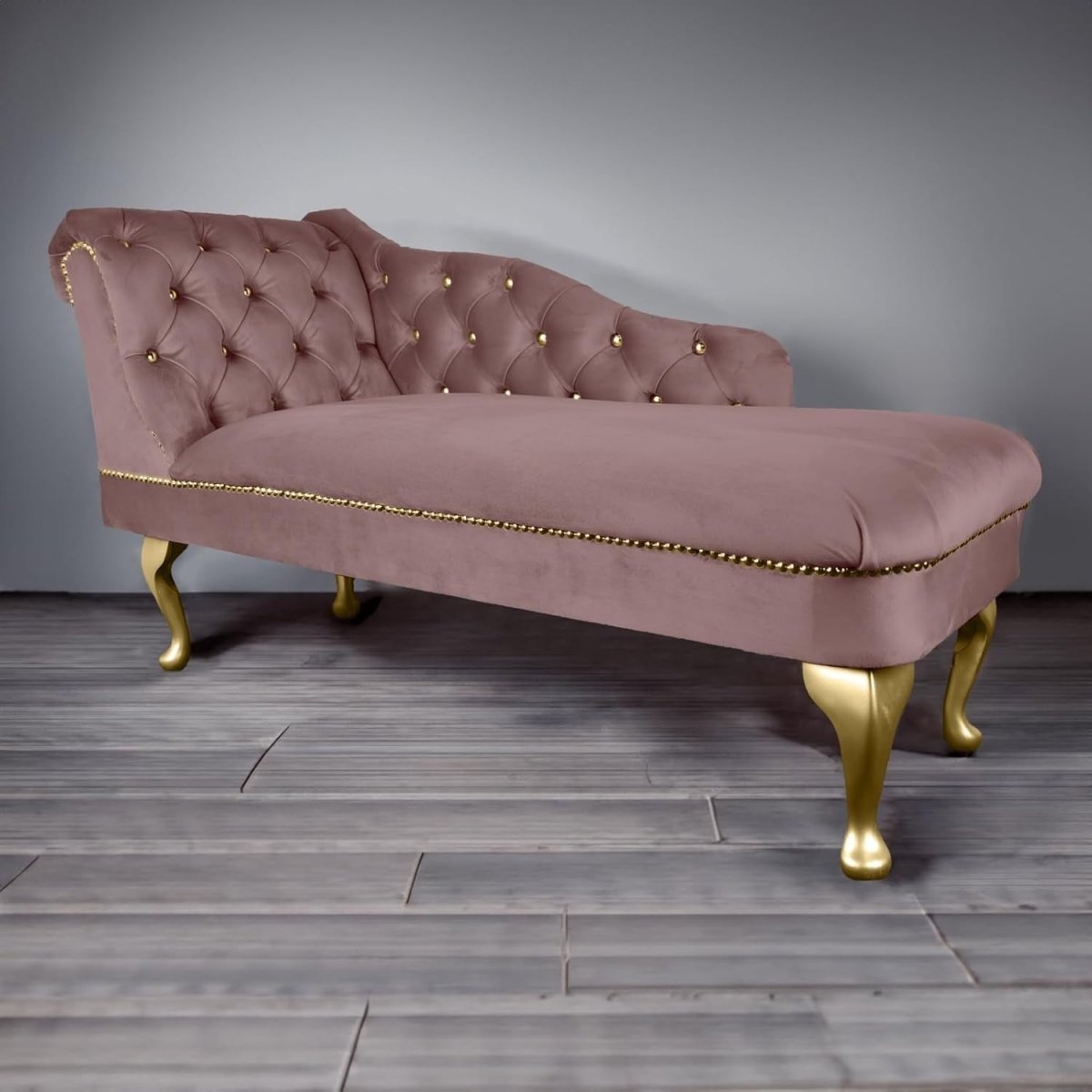 Velvet Chaise Lounge Sofa Tufted Accent Chair Left Hand Heather 133cm - Kwikley