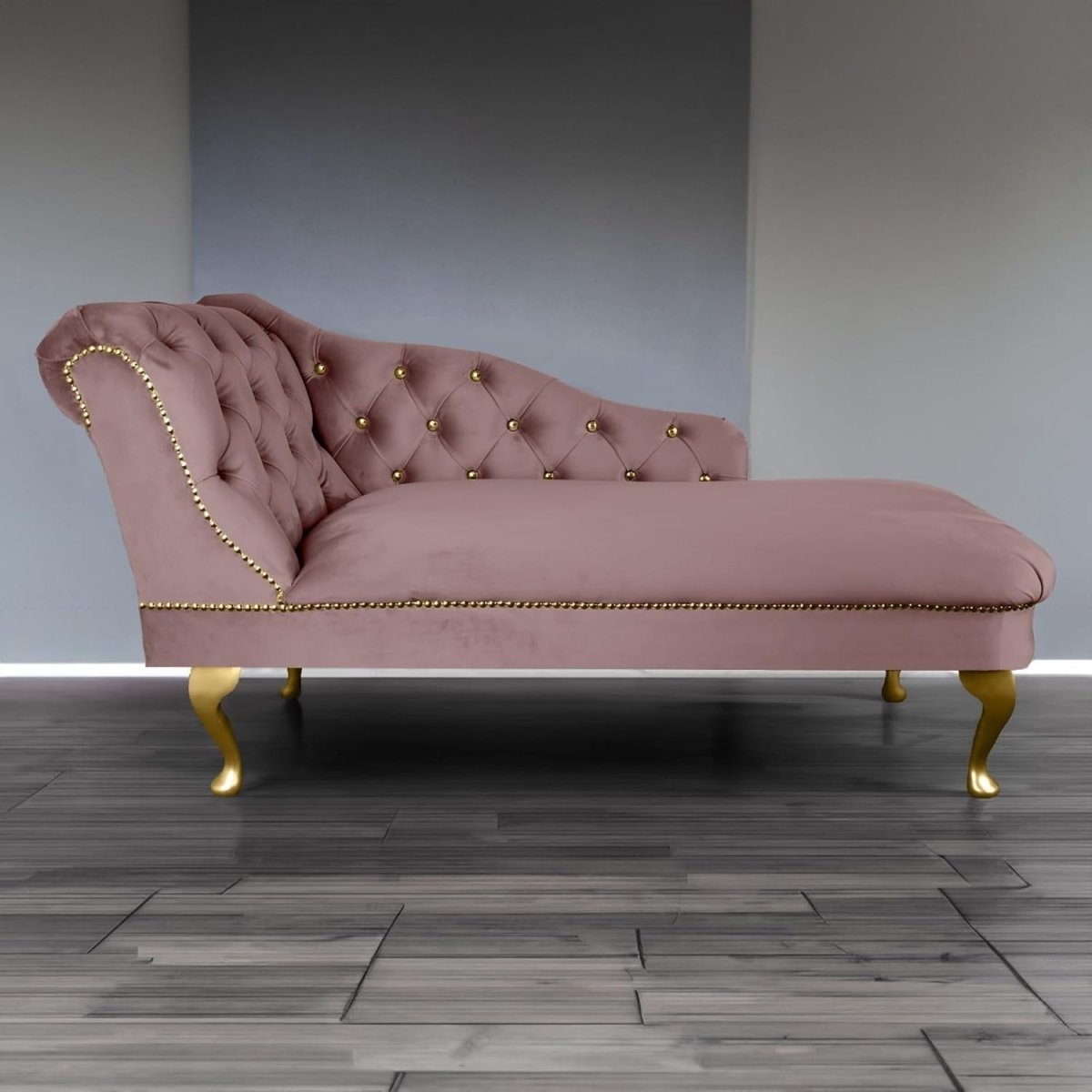 Velvet Chaise Lounge Sofa Tufted Accent Chair Left Hand Heather 133cm - Kwikley