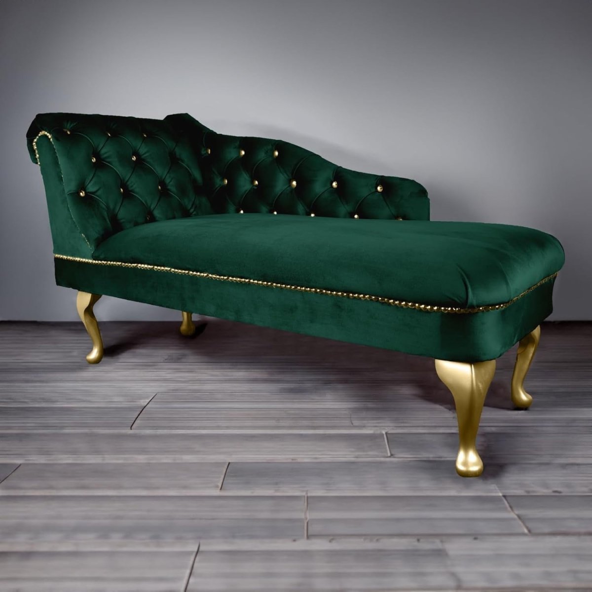 Velvet Chaise Lounge Sofa Tufted Accent Chair Left Hand Jasper 133cm - Kwikley
