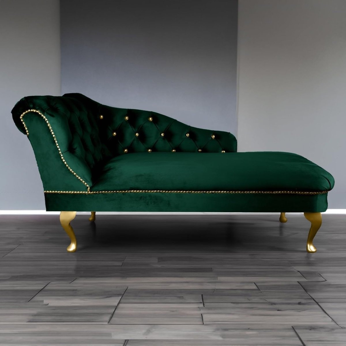 Velvet Chaise Lounge Sofa Tufted Accent Chair Left Hand Jasper 133cm - Kwikley