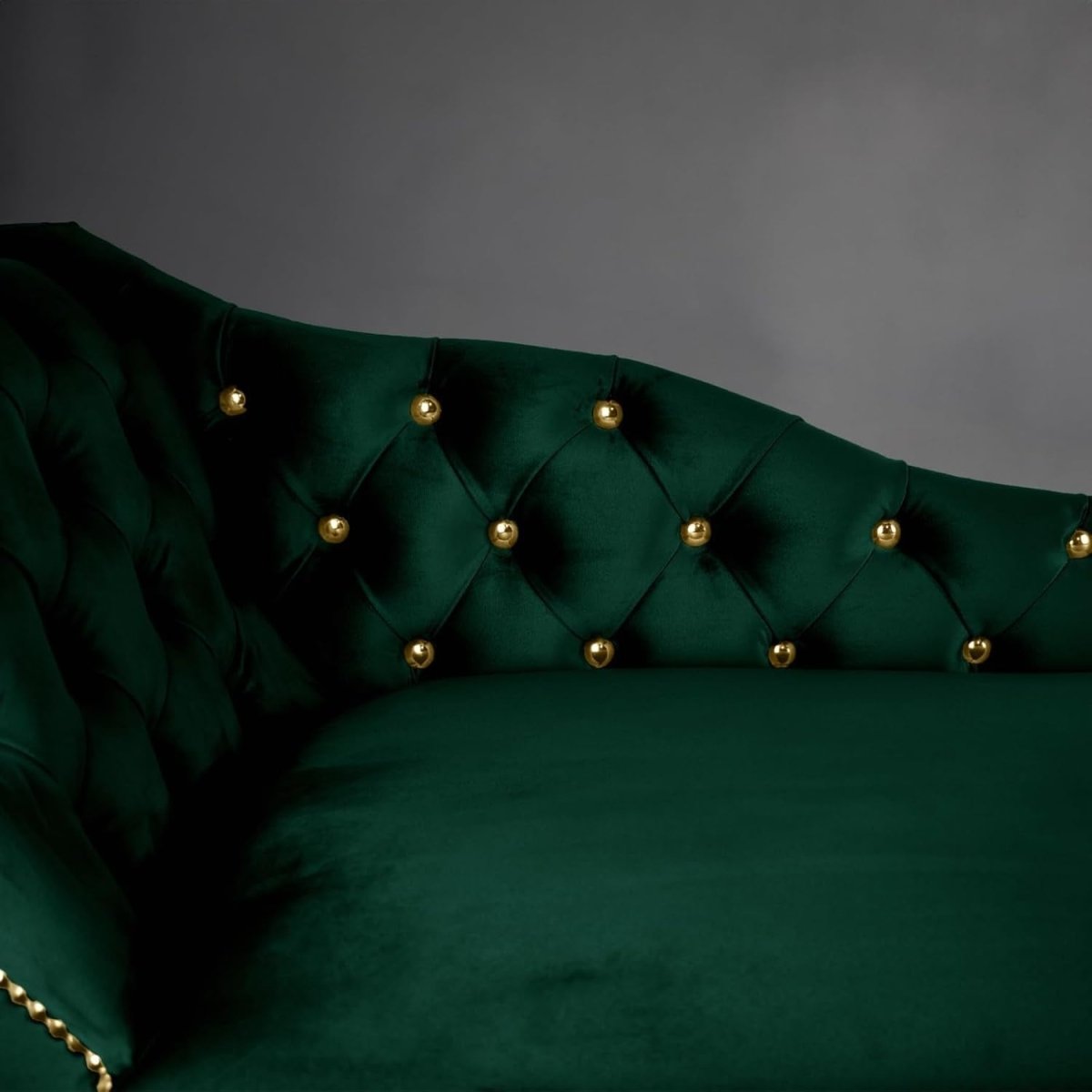 Velvet Chaise Lounge Sofa Tufted Accent Chair Left Hand Jasper 133cm - Kwikley