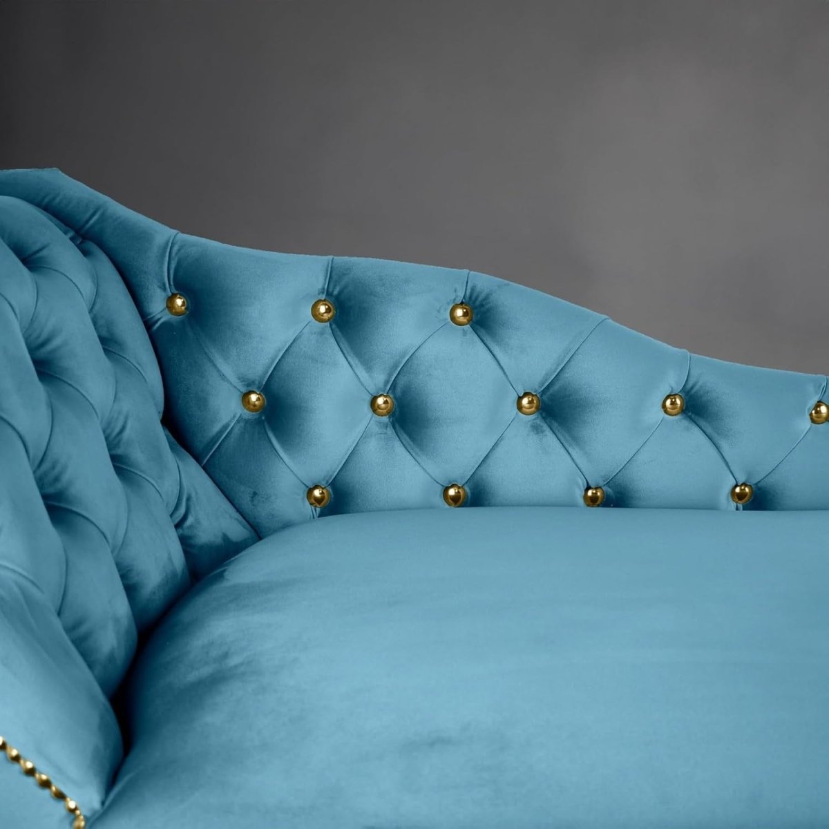 Velvet Chaise Lounge Sofa Tufted Accent Chair Left Hand Sky Blue 133cm - Kwikley