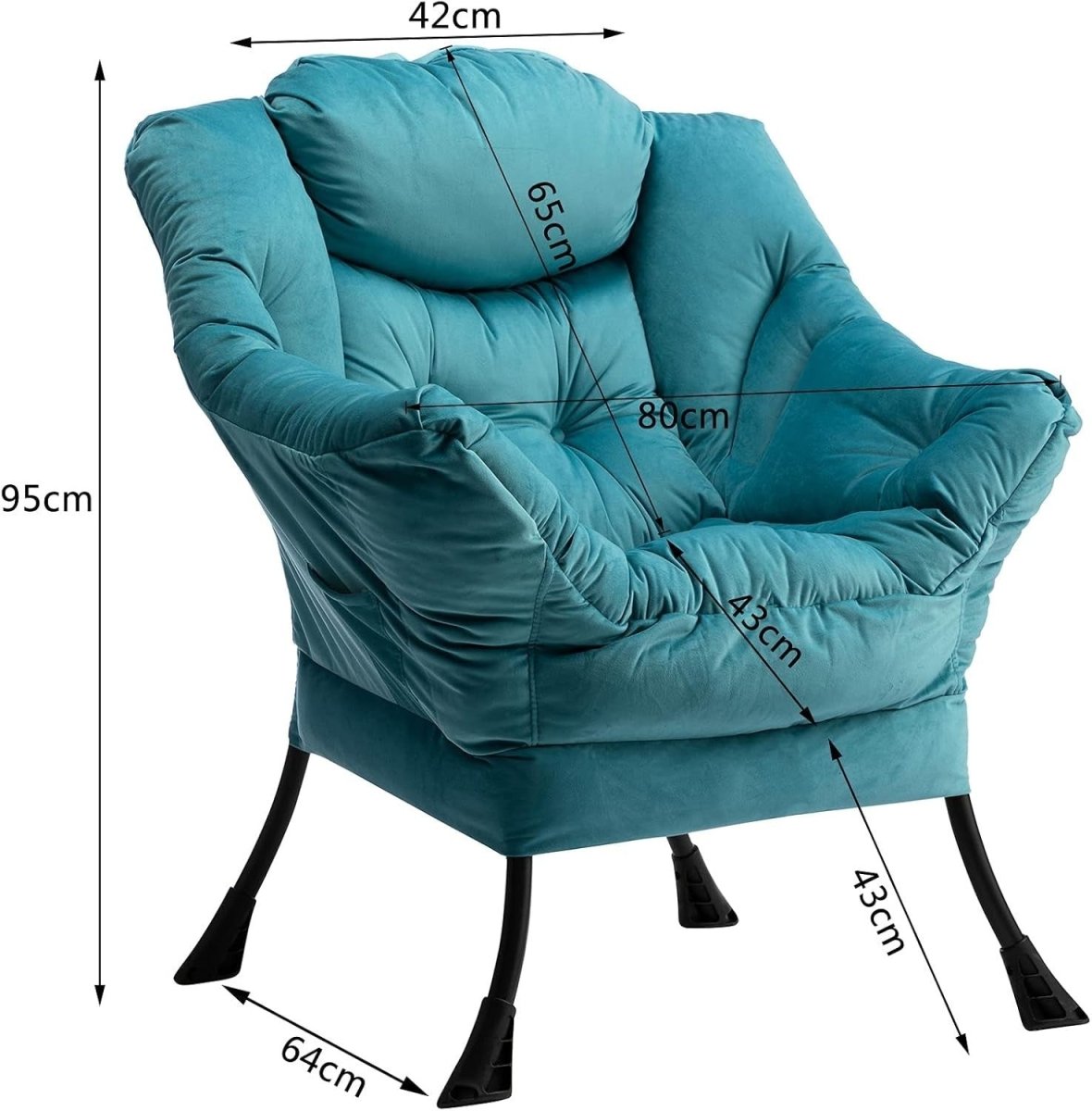 Velvet Comfy Armchair Accent Chair for Bedroom Living Room Relax Seat - Kwikley