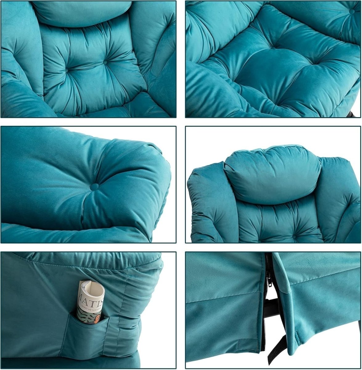 Velvet Comfy Armchair Accent Chair for Bedroom Living Room Relax Seat - Kwikley