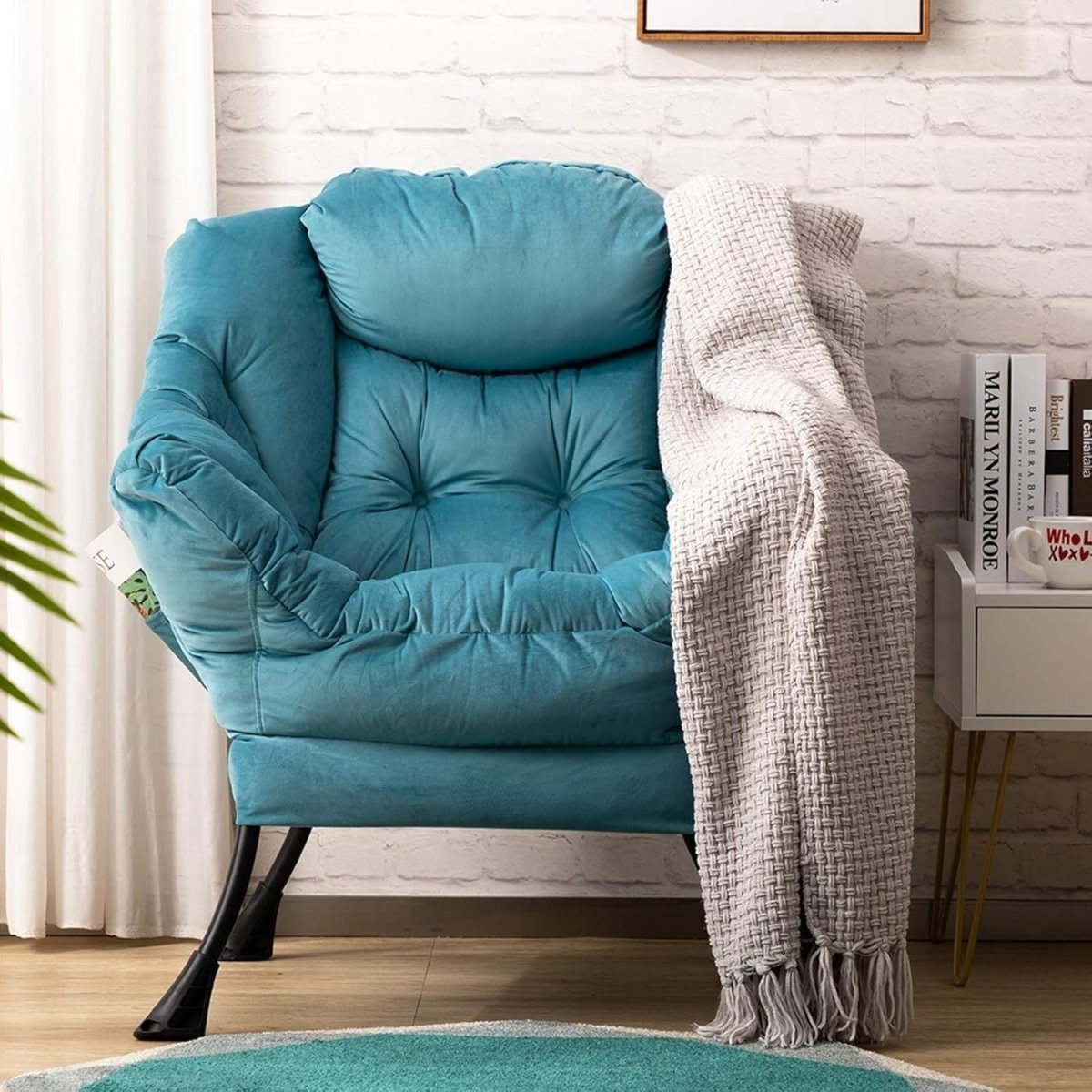 Velvet Comfy Armchair Accent Chair for Bedroom Living Room Relax Seat - Kwikley