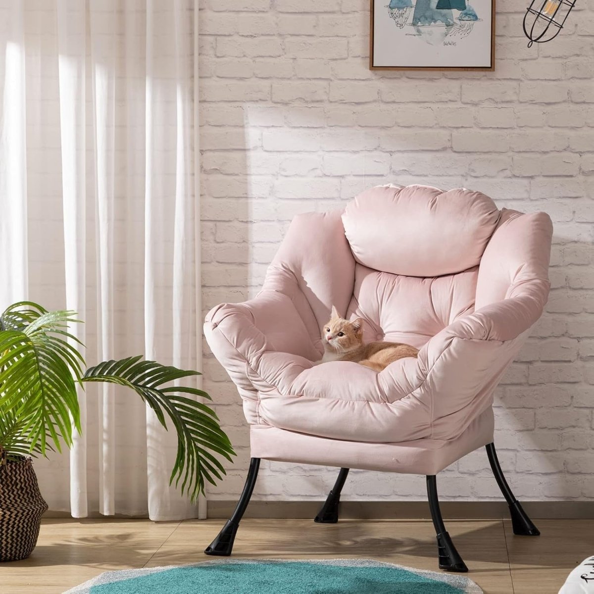Velvet Comfy Armchair Relax Accent Chair for Bedroom Living Room - Kwikley