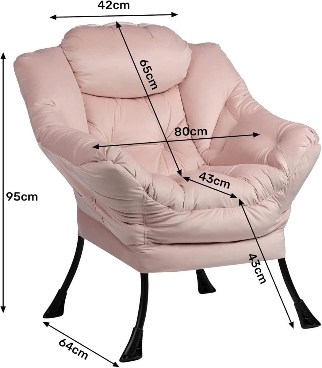 Velvet Comfy Armchair Relax Accent Chair for Bedroom Living Room - Kwikley