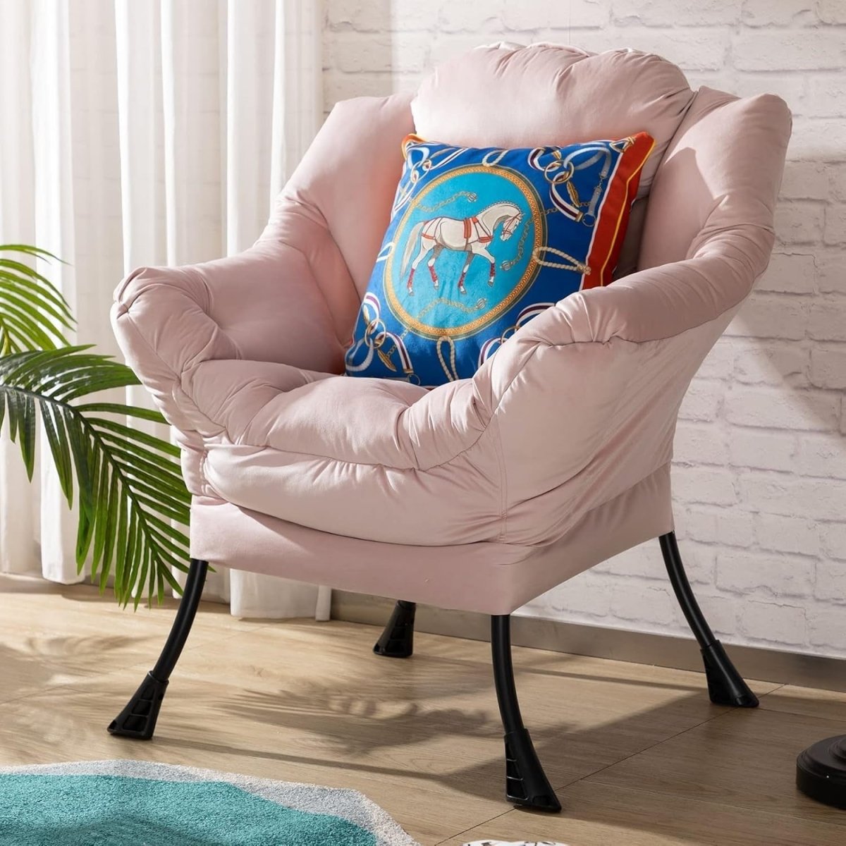 Velvet Comfy Armchair Relax Accent Chair for Bedroom Living Room - Kwikley