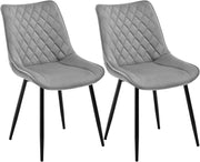 Velvet Dining Chairs Set of 2 Padded Kitchen Lounge Chairs Grey - Kwikley