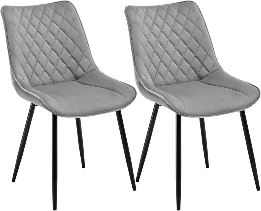 Velvet Dining Chairs Set of 2 Padded Kitchen Lounge Chairs Grey - Kwikley