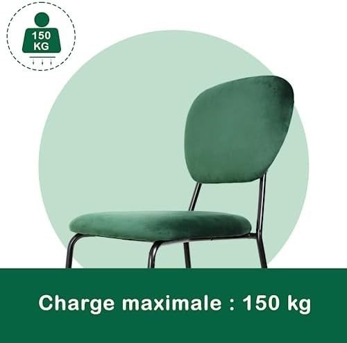 Velvet Dining Chairs Set of 2 Padded Upholstered Stackable Kitchen Chairs - Kwikley