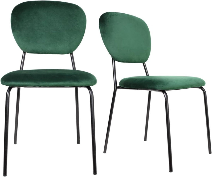 Velvet Dining Chairs Set of 2 Padded Upholstered Stackable Kitchen Chairs - Kwikley