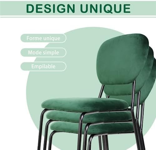 Velvet Dining Chairs Set of 2 Padded Upholstered Stackable Kitchen Chairs - Kwikley
