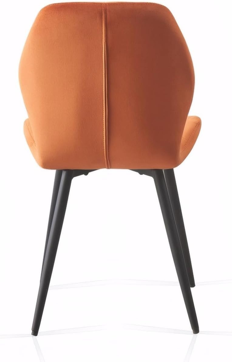 Velvet Dining Chairs Set of 4 Ergonomic Metal Leg Kitchen & Lounge Orange - Kwikley