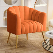 Velvet Pumpkin Accent Chair Oversized Barrel Armchair Legs - Kwikley