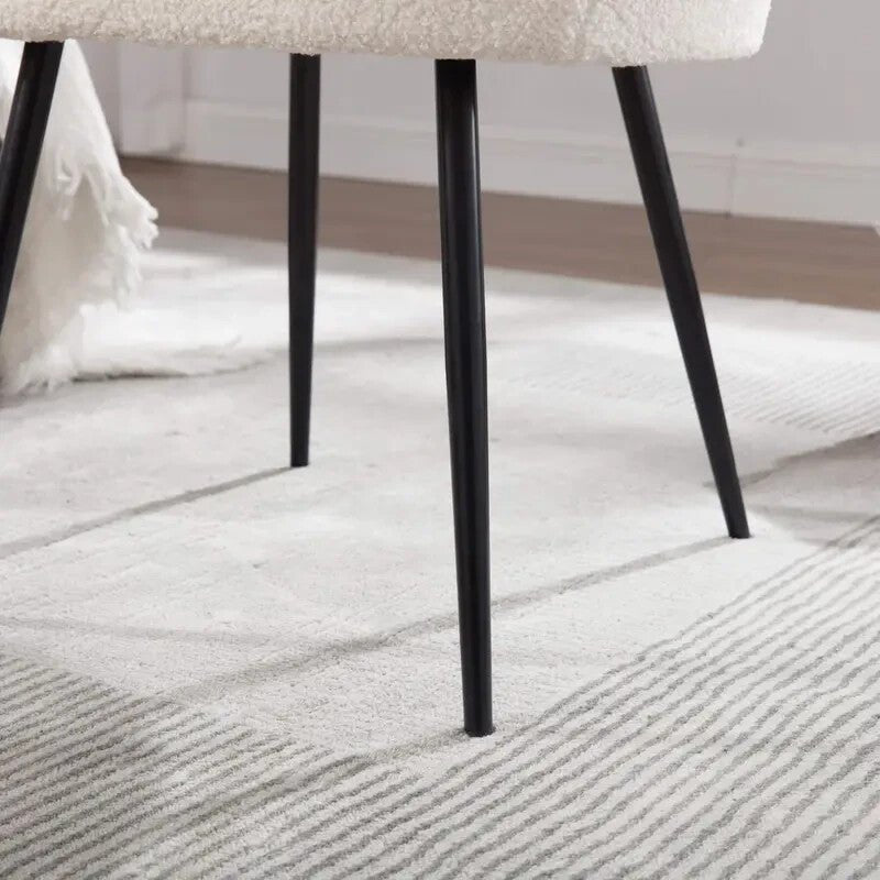 Velvet Scallop Shell Accent Chair White Compact Armchair Bedroom Seat - Kwikley