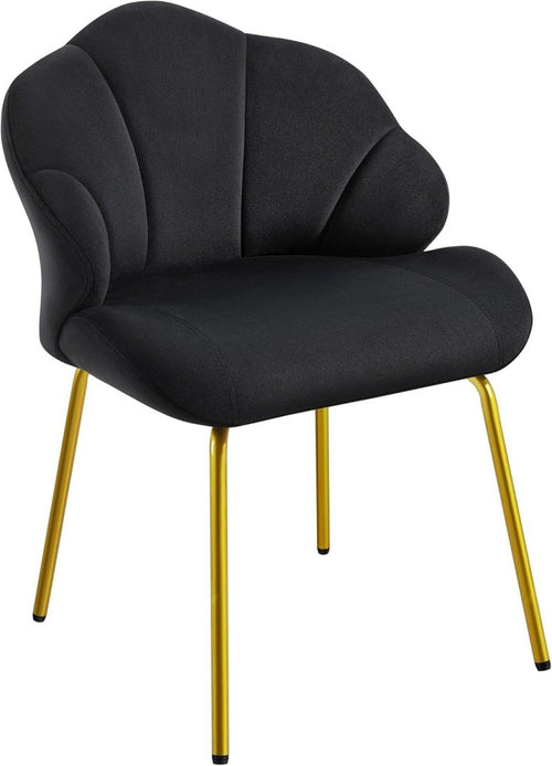 Velvet Shell Accent Chair Gold Legs – Vanity Makeup Tub Seat for Home - Kwikley