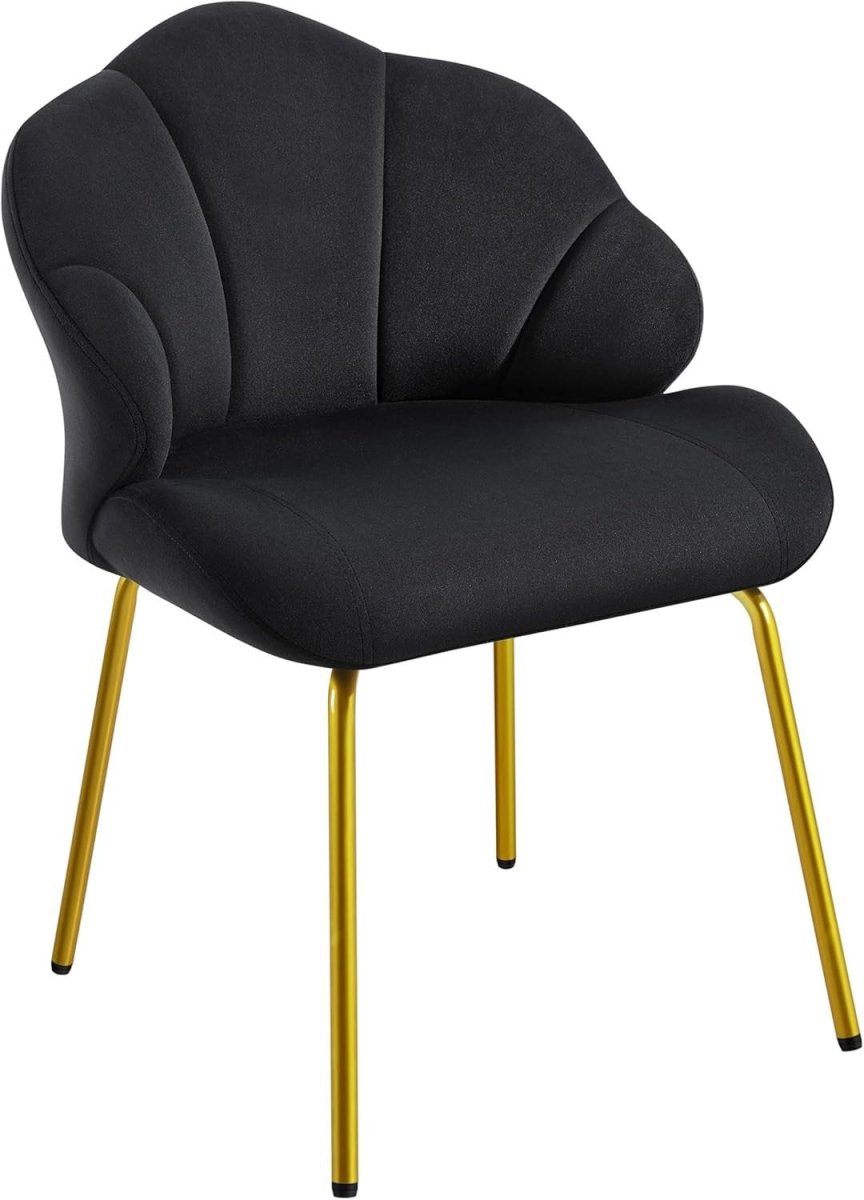 Velvet Shell Accent Chair Gold Legs – Vanity Makeup Tub Seat for Home - Kwikley