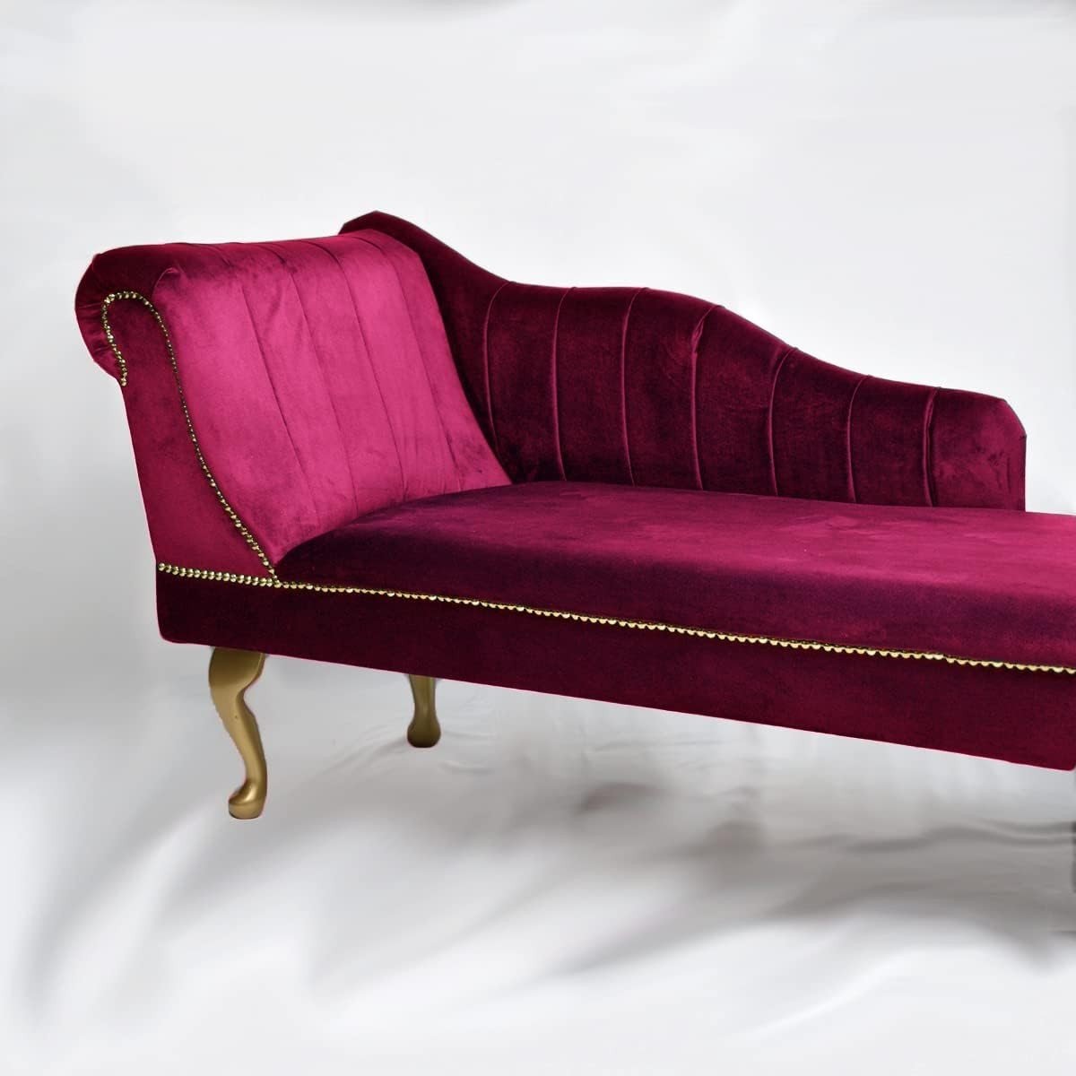 Velvet Tufted Chaise Lounge Sofa Boysenberry Left Hand Accent Chair 135cm - Kwikley
