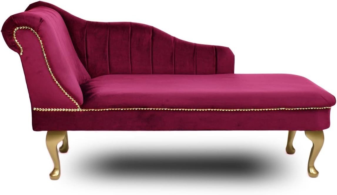 Velvet Tufted Chaise Lounge Sofa Boysenberry Left Hand Accent Chair 135cm. - Kwikley