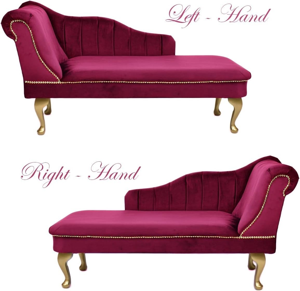 Velvet Tufted Chaise Lounge Sofa Boysenberry Left Hand Accent Chair 135cm. - Kwikley