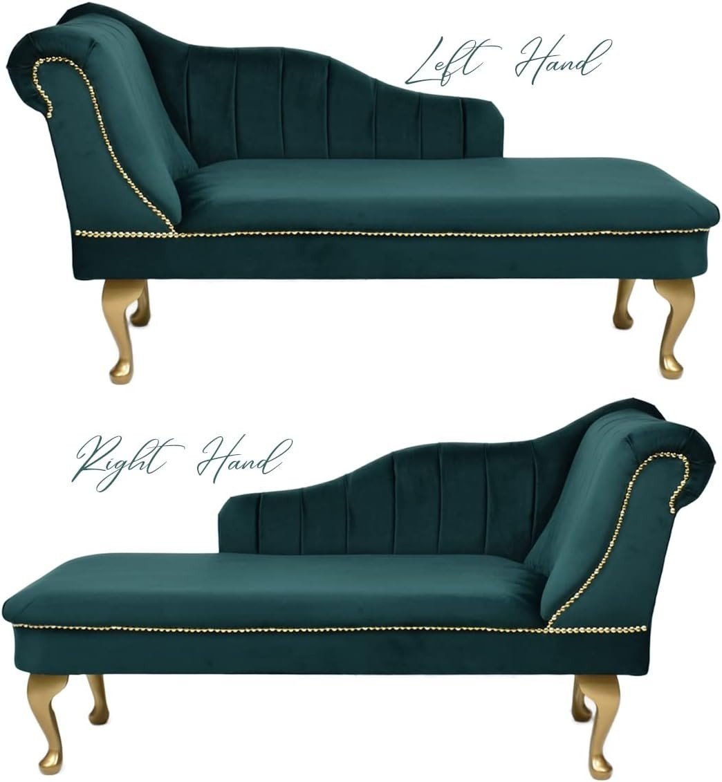 Velvet Tufted Chaise Lounge Sofa Jasper Left Hand Accent Chair 135cm. - Kwikley